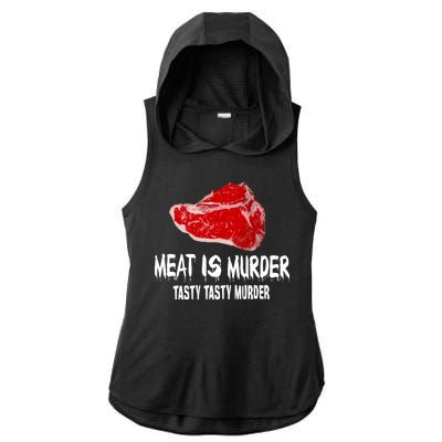 Tasty Meat Is Murder Ladies PosiCharge Tri-Blend Wicking Draft Hoodie Tank