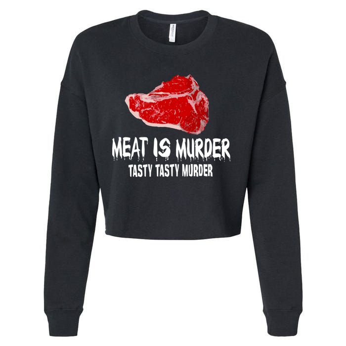 Tasty Meat Is Murder Cropped Pullover Crew