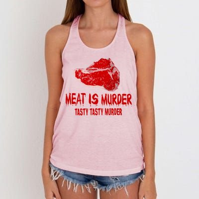 Tasty Meat Is Murder Women's Knotted Racerback Tank