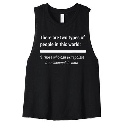 There Are Two Types Of People Extrapolate Incomplete Data Women's Racerback Cropped Tank