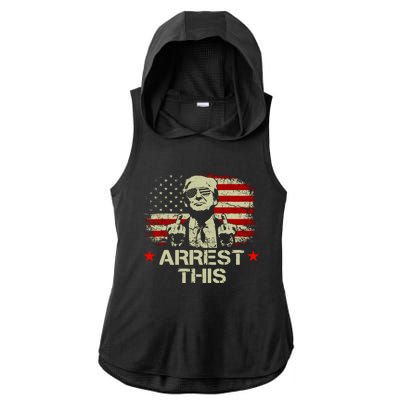 Trump Arrest This Funny Trump 2024 Convicted Felon Ladies PosiCharge Tri-Blend Wicking Draft Hoodie Tank