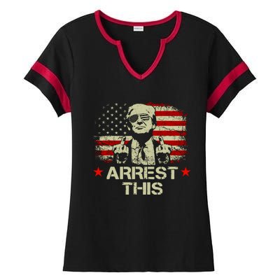 Trump Arrest This Funny Trump 2024 Convicted Felon Ladies Halftime Notch Neck Tee