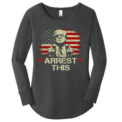 Trump Arrest This Funny Trump 2024 Convicted Felon Women's Perfect Tri Tunic Long Sleeve Shirt