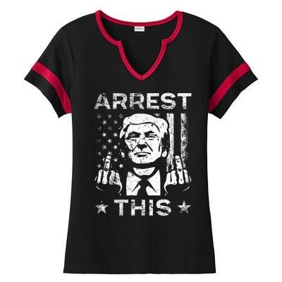 Trump Arrest This Fingers Ladies Halftime Notch Neck Tee