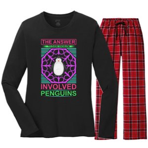 The Answer To Every Problem Involved Penguins Women's Long Sleeve Flannel Pajama Set 