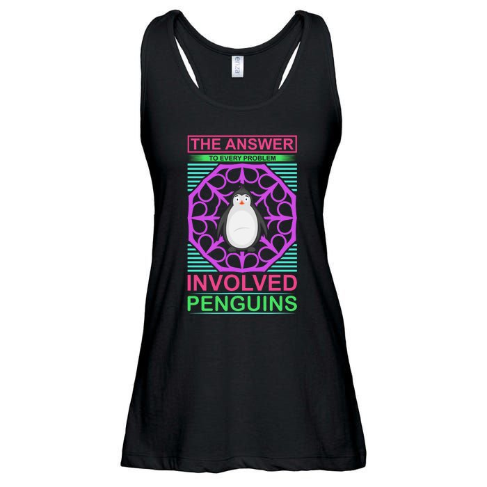 The Answer To Every Problem Involved Penguins Ladies Essential Flowy Tank