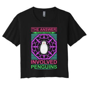 The Answer To Every Problem Involved Penguins Women's Crop Top Tee