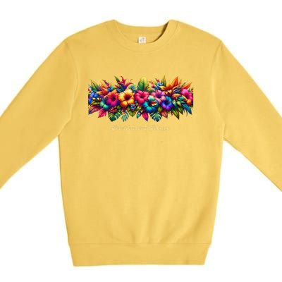 Trinidad And Tobago Band Of Tropical Flowers Premium Crewneck Sweatshirt