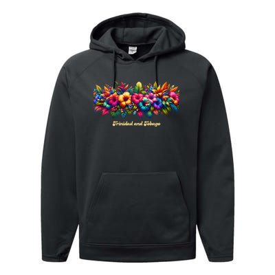 Trinidad And Tobago Band Of Tropical Flowers Performance Fleece Hoodie