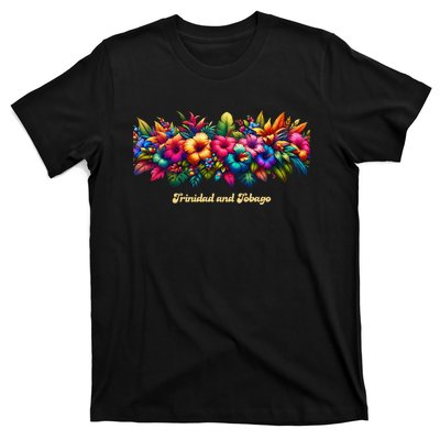 Trinidad And Tobago Band Of Tropical Flowers T-Shirt