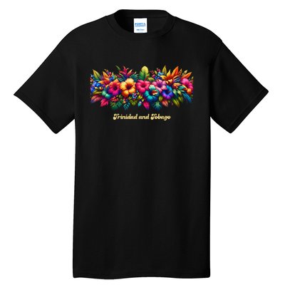 Trinidad And Tobago Band Of Tropical Flowers Tall T-Shirt