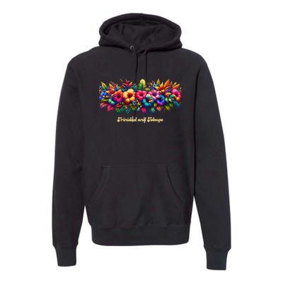 Trinidad And Tobago Band Of Tropical Flowers Premium Hoodie