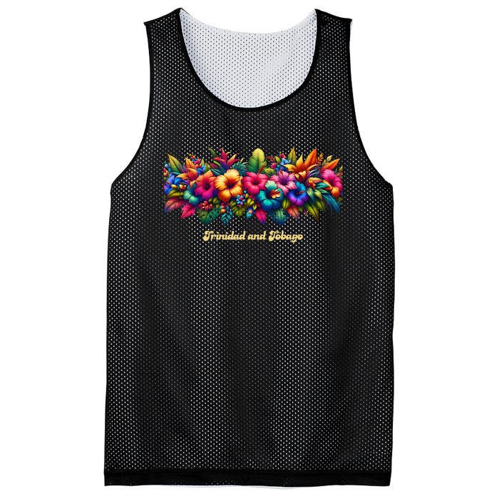 Trinidad And Tobago Band Of Tropical Flowers Mesh Reversible Basketball Jersey Tank