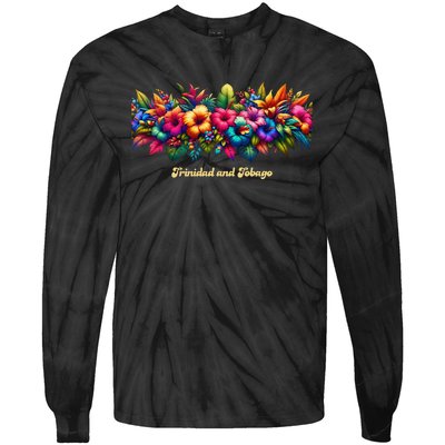 Trinidad And Tobago Band Of Tropical Flowers Tie-Dye Long Sleeve Shirt