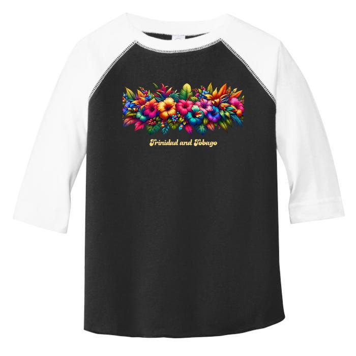 Trinidad And Tobago Band Of Tropical Flowers Toddler Fine Jersey T-Shirt