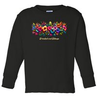 Trinidad And Tobago Band Of Tropical Flowers Toddler Long Sleeve Shirt