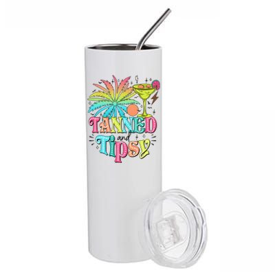 Tanned And Tipsy Funny Summer Quotes Stainless Steel Tumbler