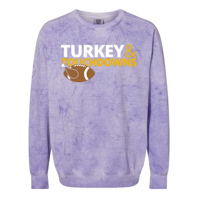 Turkey And Touchdowns Football Festive Thanksgiving Colorblast Crewneck Sweatshirt