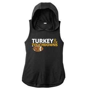 Turkey And Touchdowns Football Festive Thanksgiving Ladies PosiCharge Tri-Blend Wicking Draft Hoodie Tank