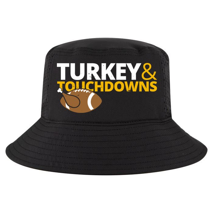 Turkey And Touchdowns Football Festive Thanksgiving Cool Comfort Performance Bucket Hat