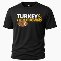 Turkey And Touchdowns Football Festive Thanksgiving Cooling Performance Crew T-Shirt