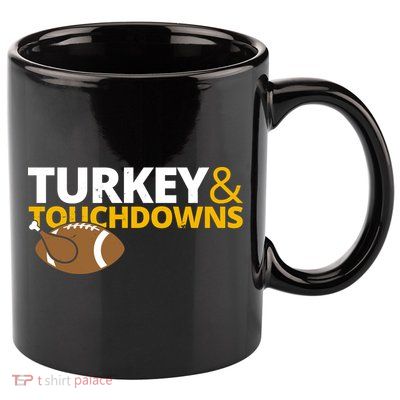 Turkey And Touchdowns Football Festive Thanksgiving 11oz C Handle Ceramic Mug