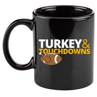 Turkey And Touchdowns Football Festive Thanksgiving 11oz C Handle Ceramic Mug