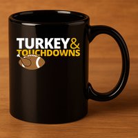 Turkey And Touchdowns Football Festive Thanksgiving 11oz C Handle Ceramic Mug