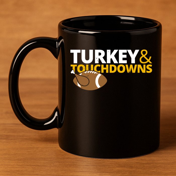 Turkey And Touchdowns Football Festive Thanksgiving 11oz C Handle Ceramic Mug
