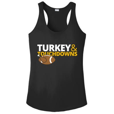 Turkey And Touchdowns Football Festive Thanksgiving Ladies PosiCharge Competitor Racerback Tank