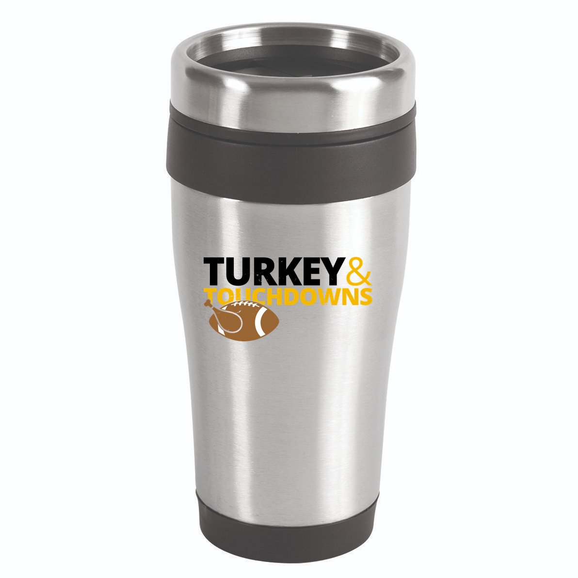 Turkey And Touchdowns Football Festive Thanksgiving 16oz Travel Tumbler
