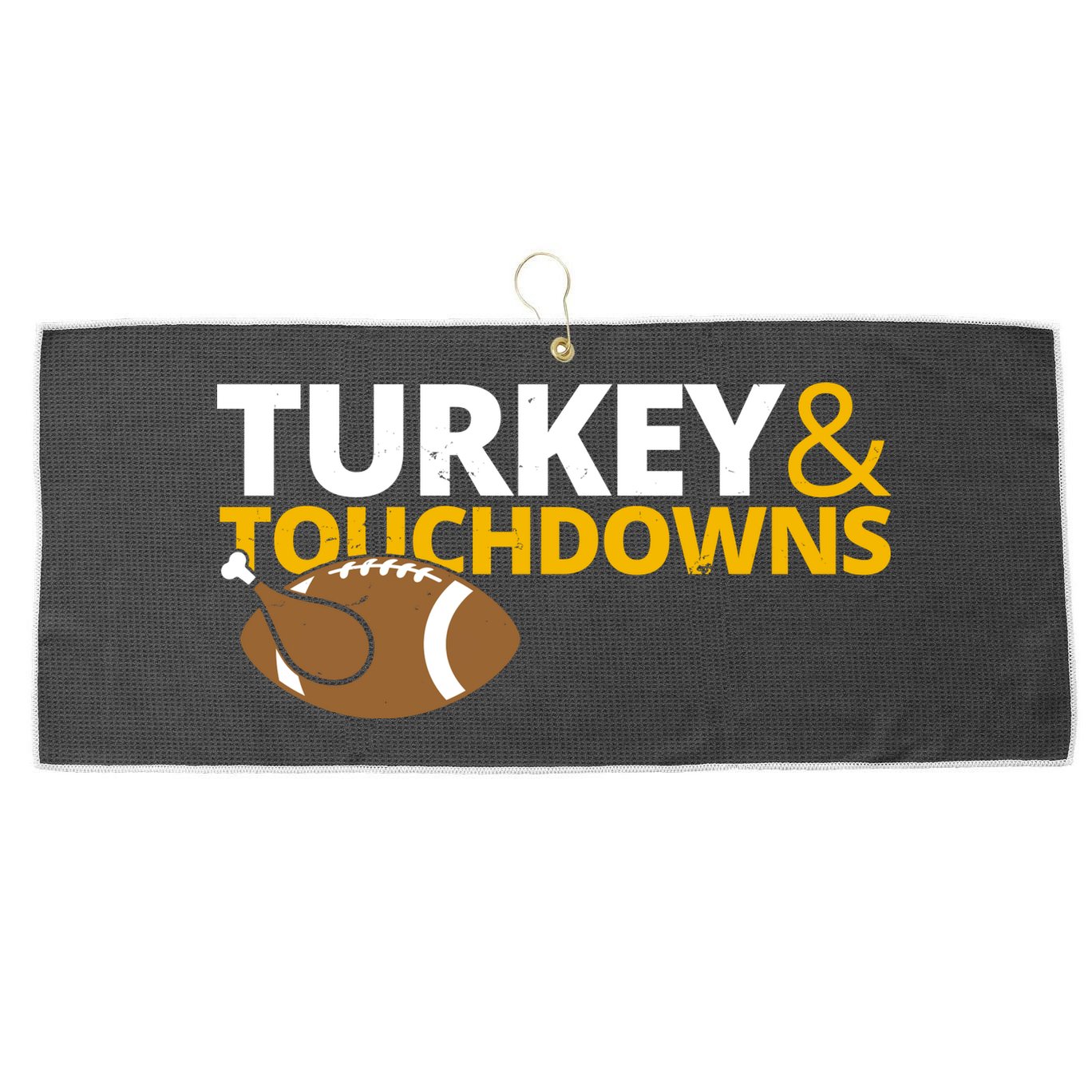 Turkey And Touchdowns Football Festive Thanksgiving Large Microfiber Waffle Golf Towel