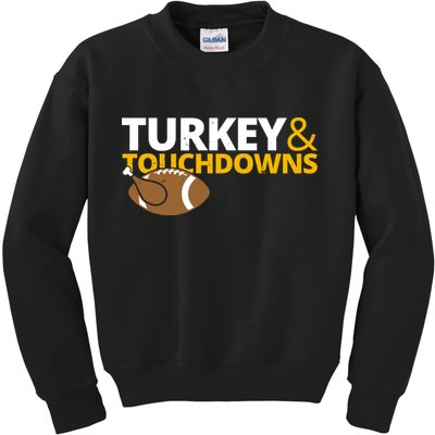 Turkey And Touchdowns Football Festive Thanksgiving Kids Sweatshirt