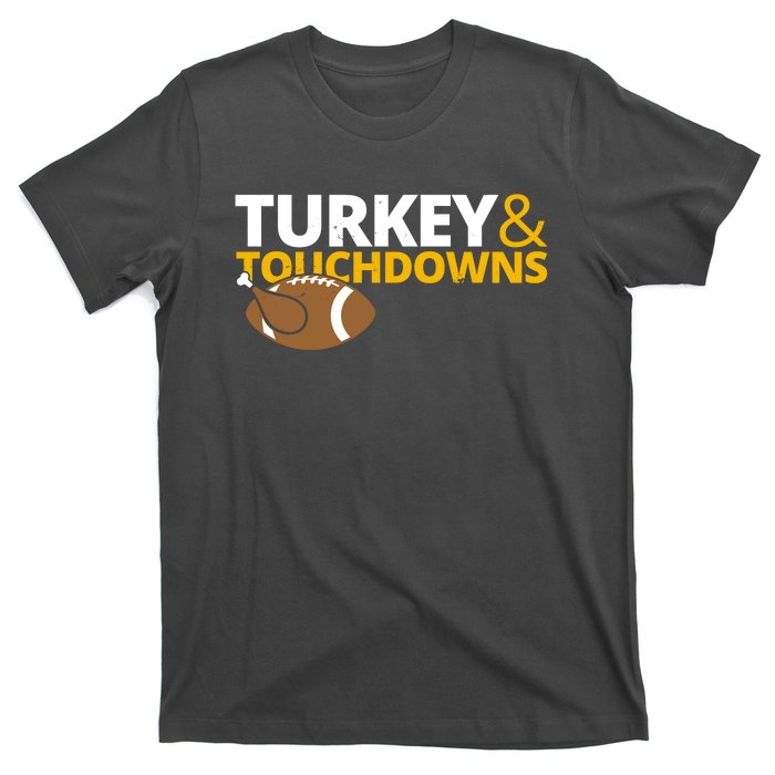 Turkey And Touchdowns Football Festive Thanksgiving T-Shirt