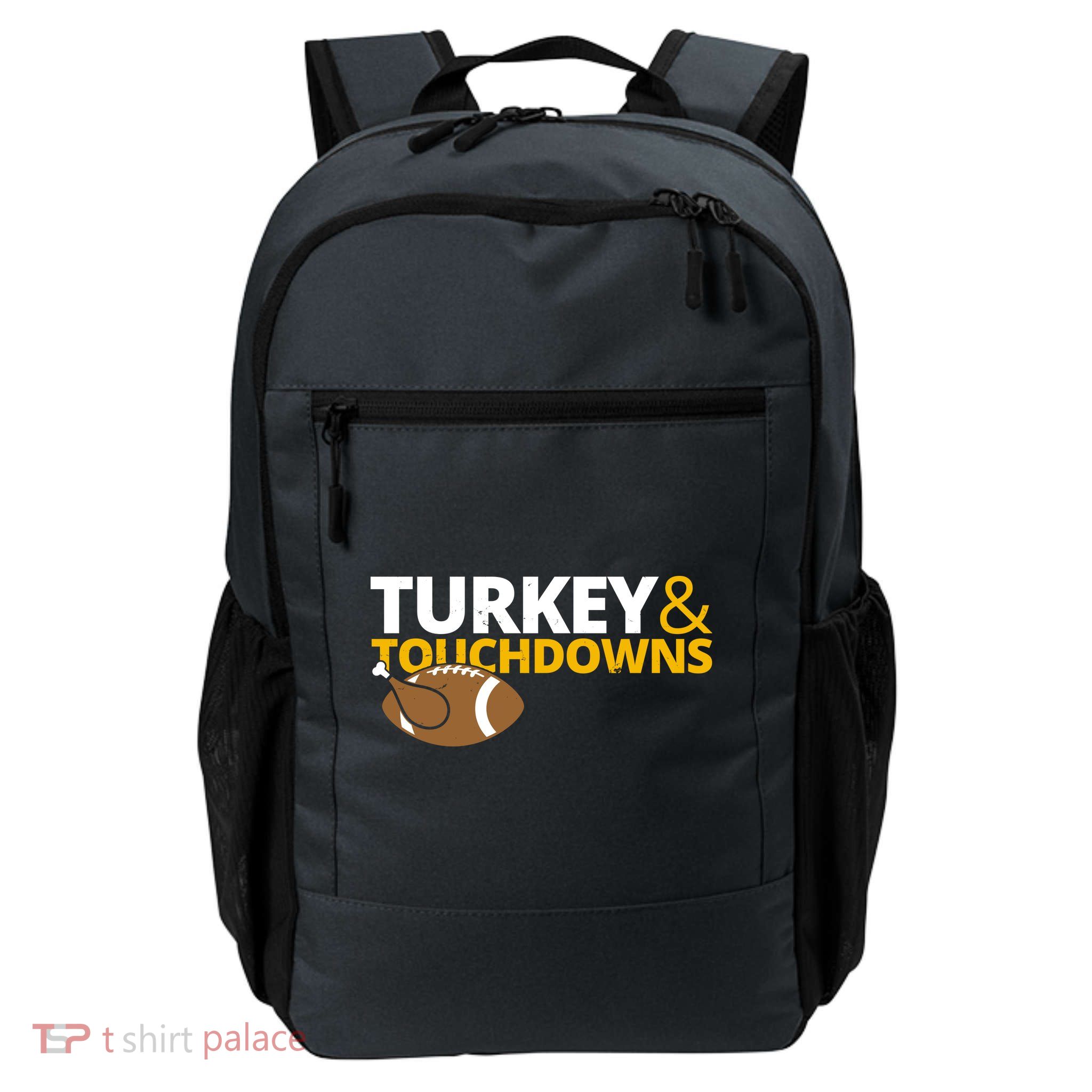 Turkey And Touchdowns Football Festive Thanksgiving Daily Commute Backpack