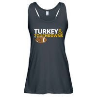 Turkey And Touchdowns Football Festive Thanksgiving Ladies Essential Flowy Tank