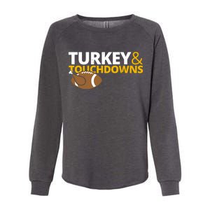 Turkey And Touchdowns Football Festive Thanksgiving Womens California Wash Sweatshirt