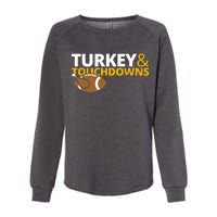 Turkey And Touchdowns Football Festive Thanksgiving Womens California Wash Sweatshirt