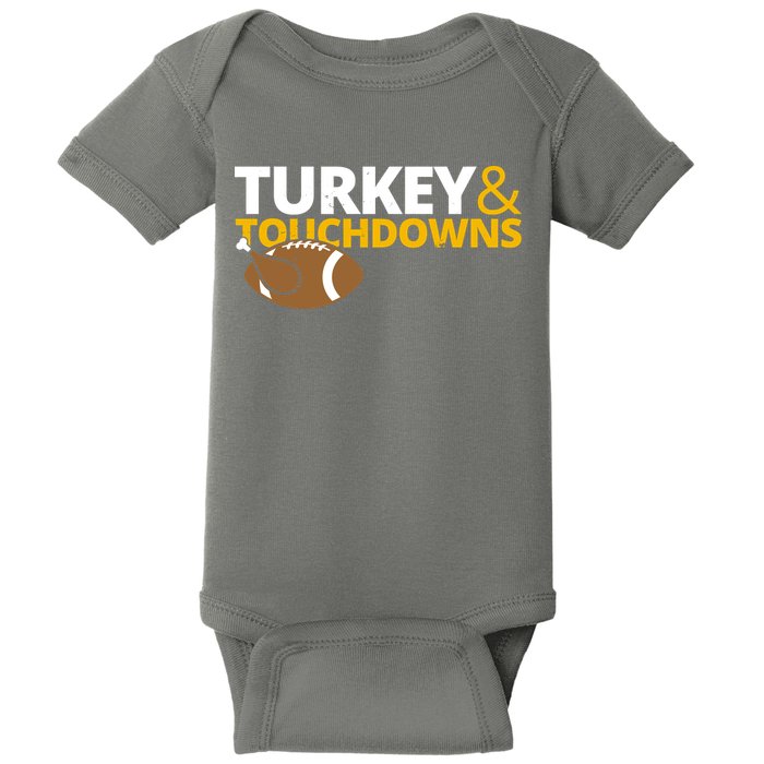 Turkey And Touchdowns Football Festive Thanksgiving Baby Bodysuit