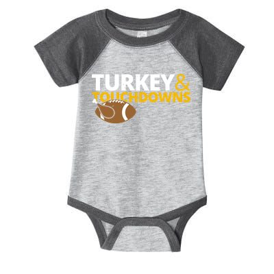 Turkey And Touchdowns Football Festive Thanksgiving Infant Baby Jersey Bodysuit