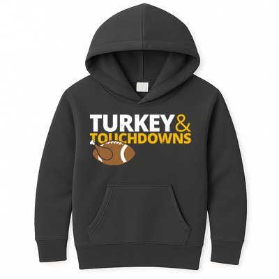 Turkey And Touchdowns Football Festive Thanksgiving Kids Hoodie