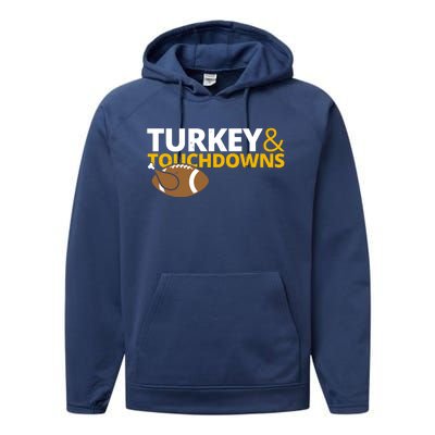 Turkey And Touchdowns Football Festive Thanksgiving Performance Fleece Hoodie