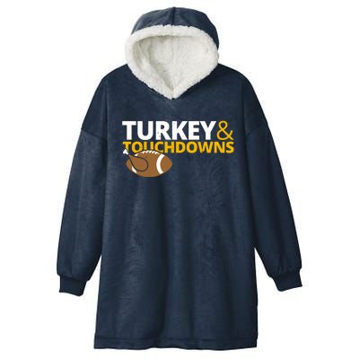 Turkey And Touchdowns Football Festive Thanksgiving Hooded Wearable Blanket