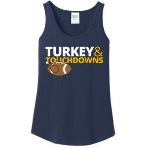 Turkey And Touchdowns Football Festive Thanksgiving Ladies Essential Tank