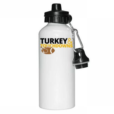 Turkey And Touchdowns Football Festive Thanksgiving Aluminum Water Bottle 