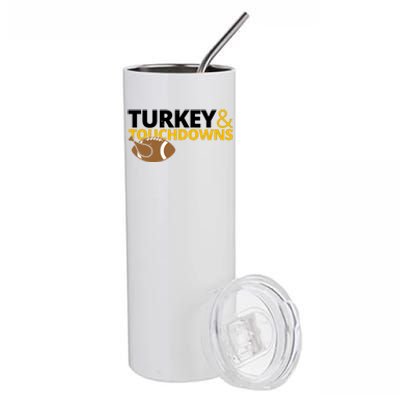 Turkey And Touchdowns Football Festive Thanksgiving Stainless Steel Tumbler