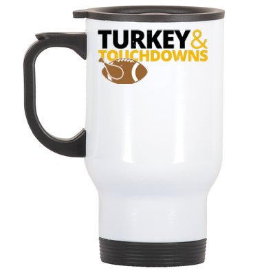 Turkey And Touchdowns Football Festive Thanksgiving Stainless Steel Travel Mug