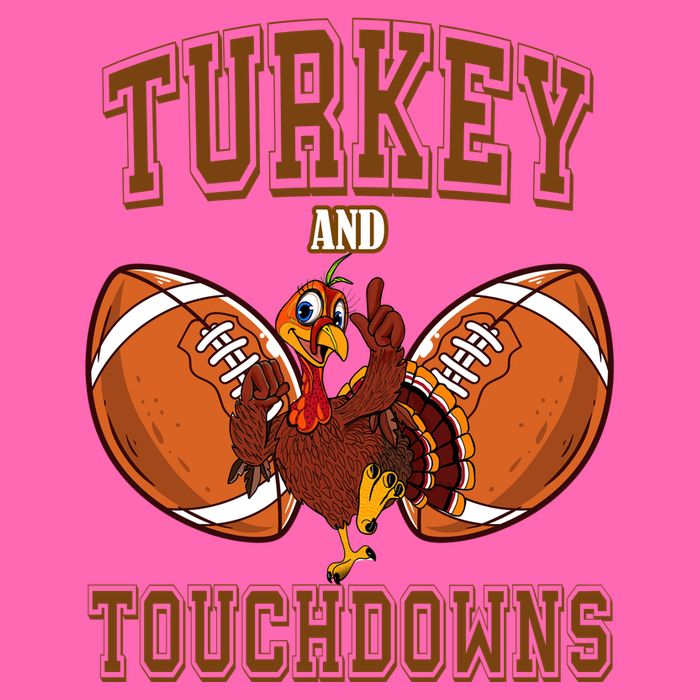 Turkey And Touchdowns Thanksgiving Football Stripe Pom Pom Beanie