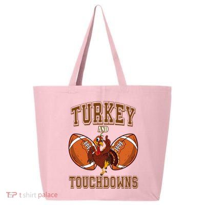 Turkey And Touchdowns Thanksgiving Football 25L Jumbo Tote
