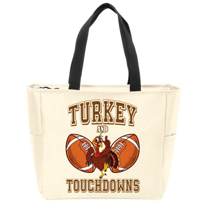 Turkey And Touchdowns Thanksgiving Football Zip Tote Bag